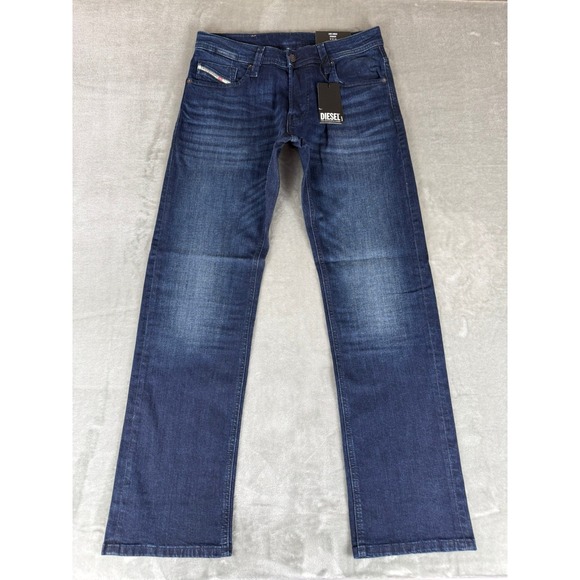 Diesel Larkee Straight Leg Jeans Mens 32x32 Dark Blue Denim Button Fly $195 NWT